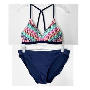ATHLETA | Moxie Bikini Top and Navy Bikini Bottoms Set Sz.‎ 36 B/C And Large